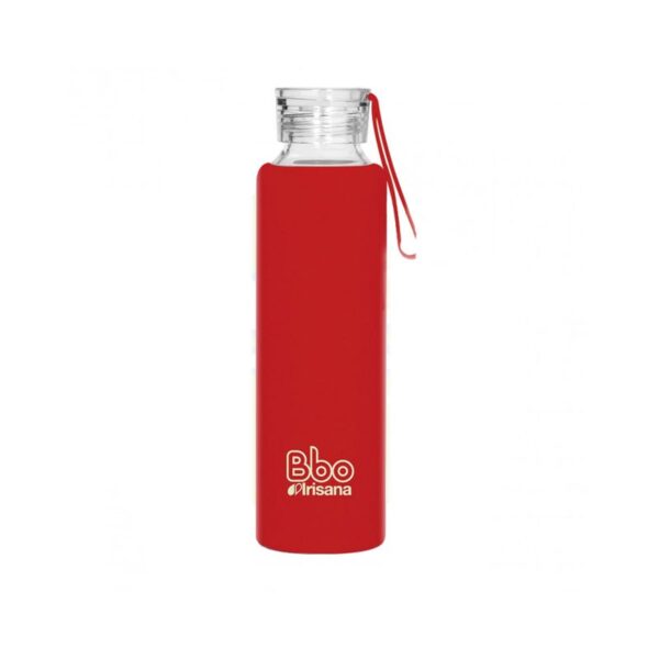 BOTELLA REUTILIZABLE DE BOROSILICATO y silicona ROJO