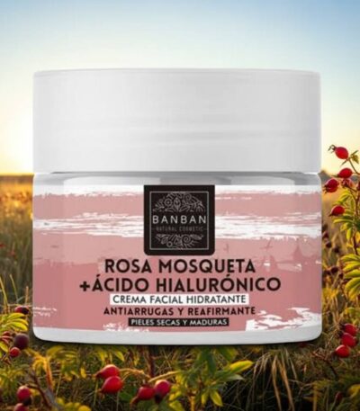 Crema facial con rosa mosqueta y ácido hialurónico